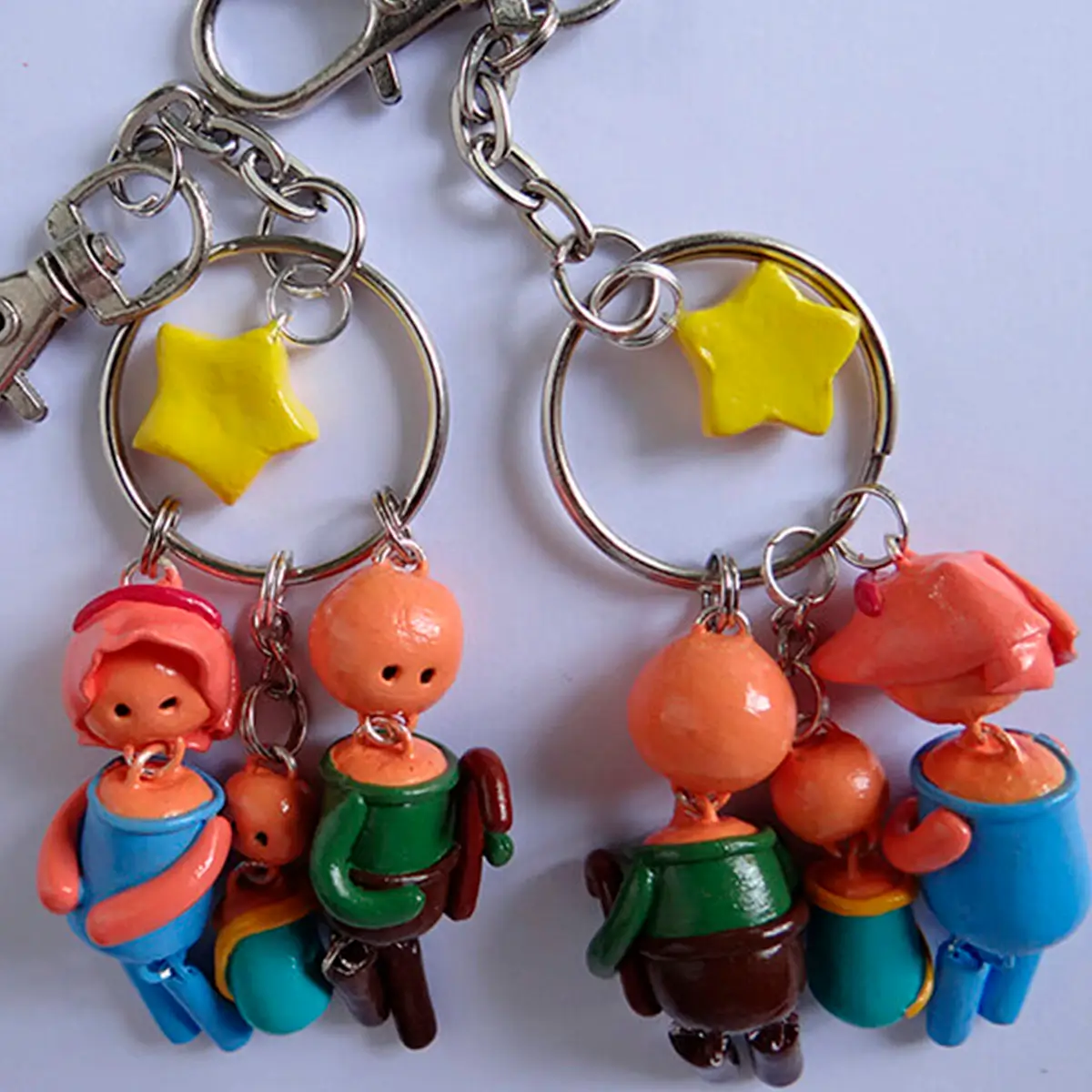 Llaveros de pesebre artesanal vista frente y revés