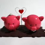 Cerditos en miniatura con modelado a mano en porcelanicrón